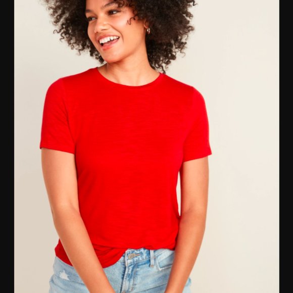 Old Navy Tops - Old Navy red luxe distressed short sleeve top